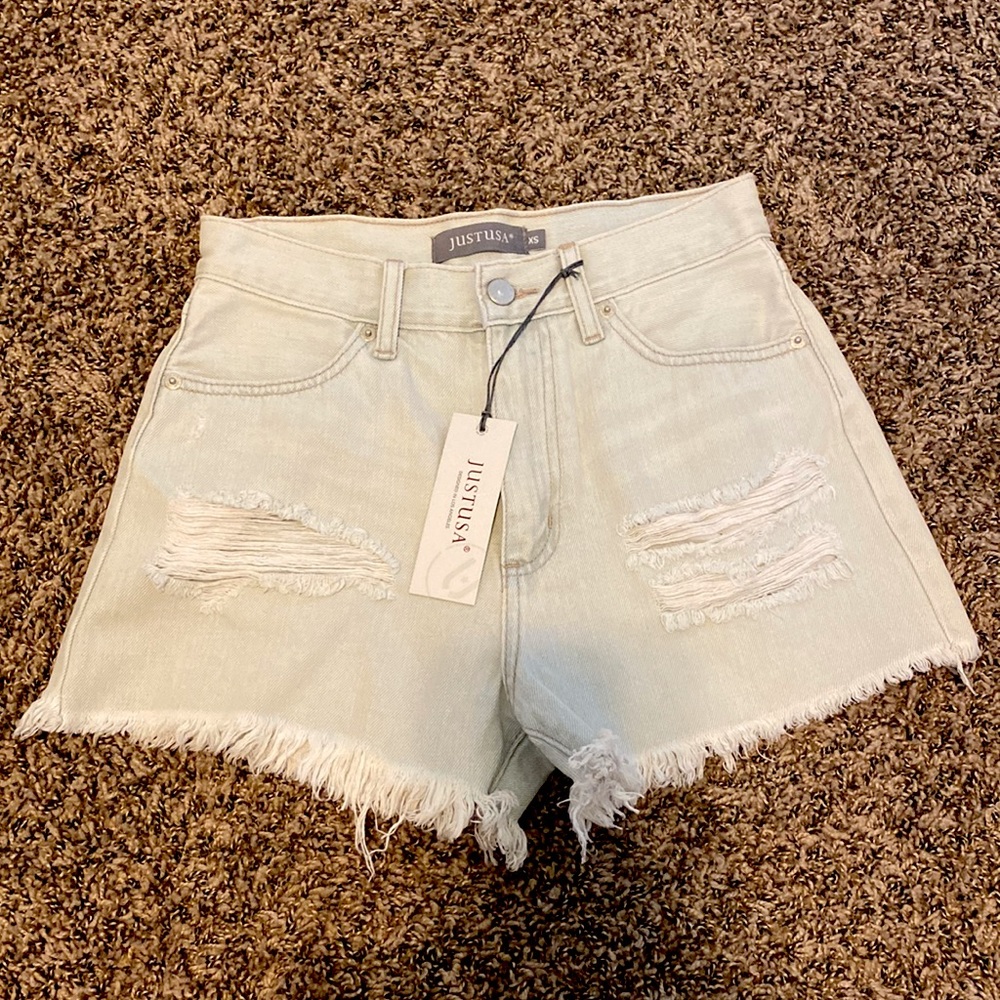 High Rise Destroyed Jean Shorts